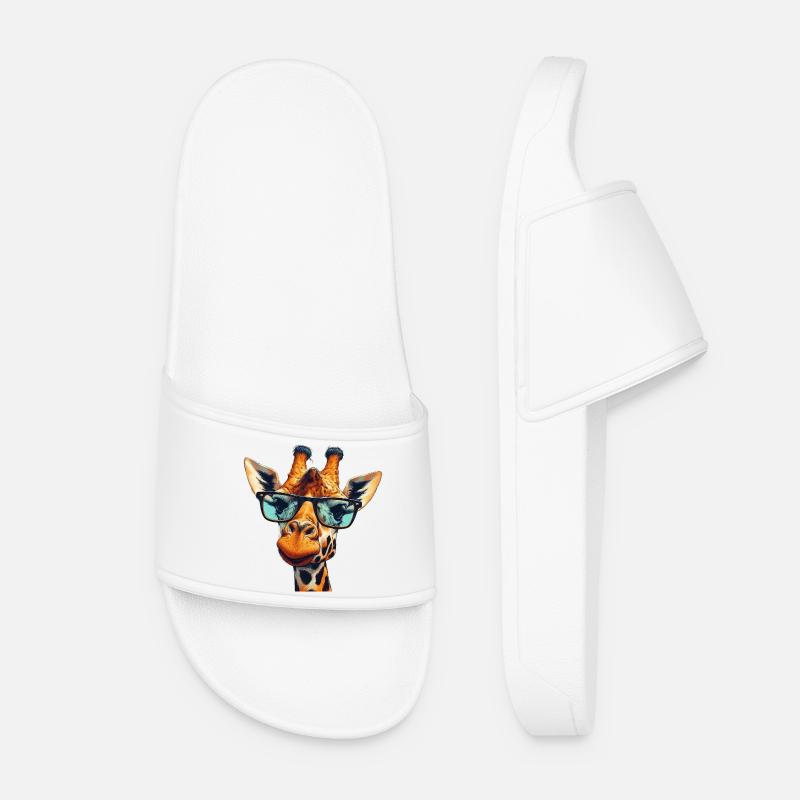 Giraffe mit Brille - Frauen Badelatschen - Weiß