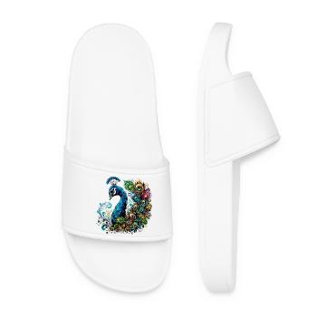 Pfau - Frauen Badelatschen - Weiß - Vorne