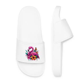 Flamingo - Frauen Badelatschen - Weiß - Vorne