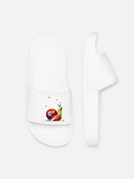 farbenfrohe Schnecke im geometrischen Design - Frauen Badelatschen - Weiß