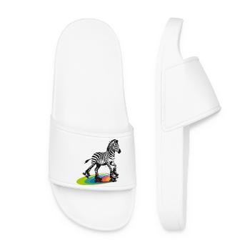 Rollschuh-Zebra im Stencil-Stil - Frauen Badelatschen - Weiß - Vorne
