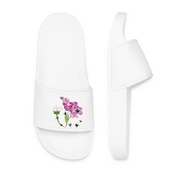 Blumen mit Ameisen Insekten - Frauen Badelatschen - Weiß - Vorne