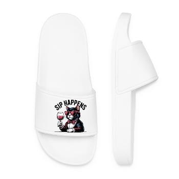 Sip Happens Cat Wine Lover - Claquettes Femme - blanc - Devant