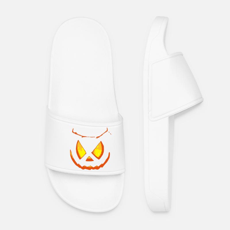Pumpkin Face Halloween Weird - Women’s Pool Sliders - white