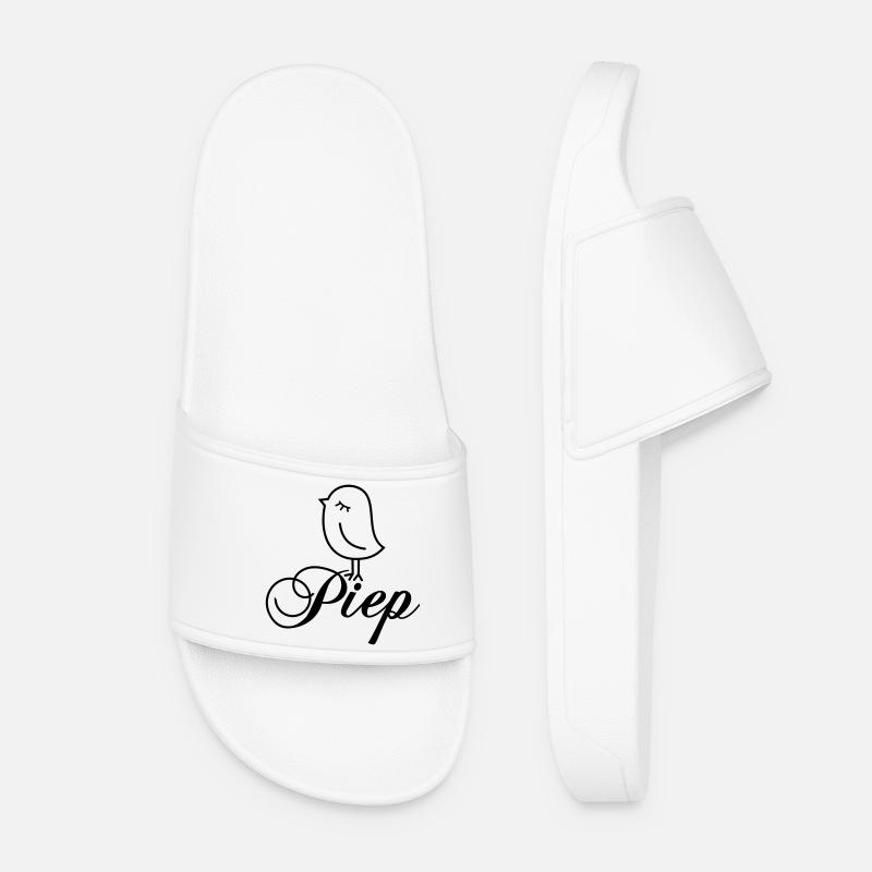Sparrow Beep – Beeping Bird Cartoon Motif - Women’s Pool Sliders - white