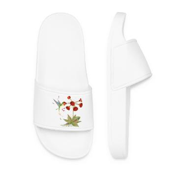 Colibri rencontre la fleur de la cloche d’aspiration - motif amusant - Claquettes Femme - blanc - Devant