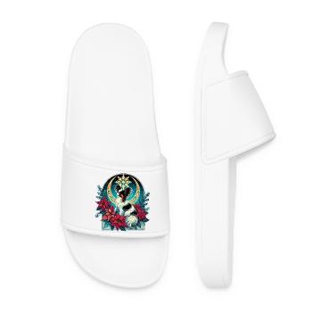 Celestial Papillon Among Poinsettias - Women’s Pool Sliders - white - Front