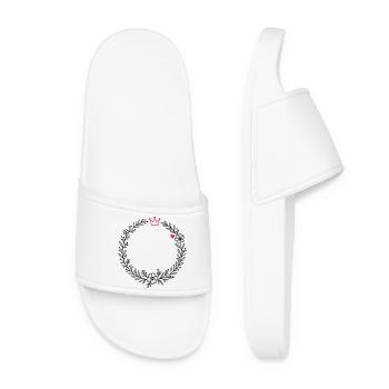 Couronne de fleurs avec couronne et cœur - Claquettes Femme - blanc - Devant