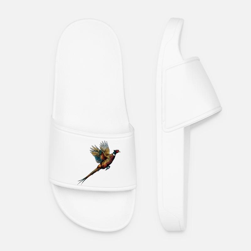Coloured pheasant in flight - Women’s Pool Sliders - white