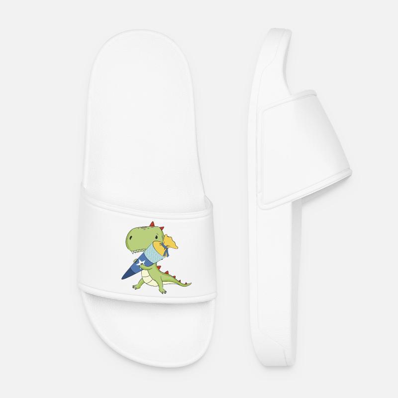Dino with school cone - Women’s Pool Sliders - white