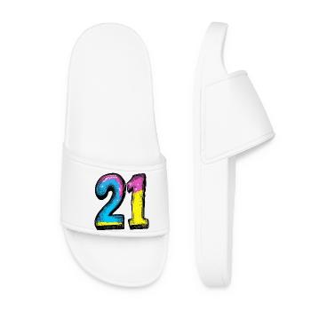 21 Nombre Coloré - Claquettes Femme - blanc - Devant