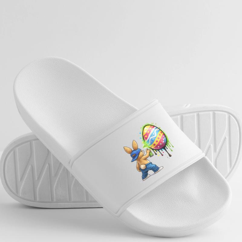 Graffiti bunny with Easter egg Women’s Pool Sliders