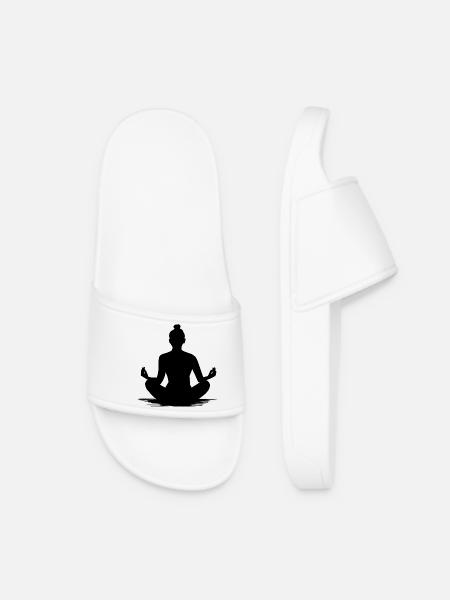 Yoga Meditation Silhouette - Illustration - Women’s Pool Sliders - white