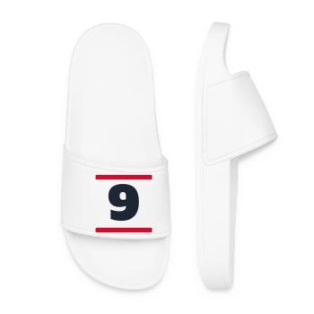 Number 9 - Jersey Number Team Birthday - Women’s Pool Sliders - white - Front