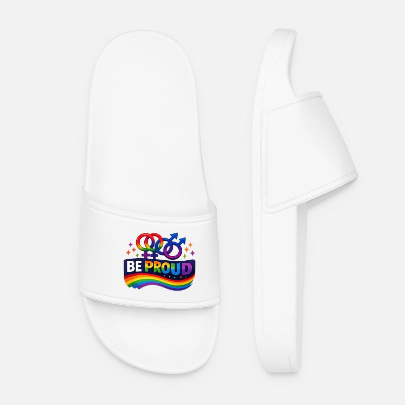 Be Proud Rainbow Pride Emblem - Frauen Badelatschen - Weiß