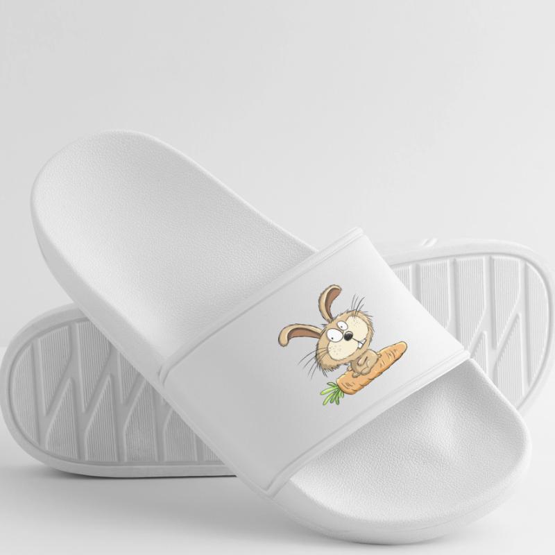 Rabbit With Carrot I Easter I Easter Comic Women’s Pool Sliders