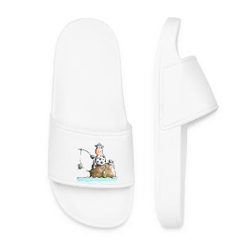 Funny Fishing Cow - Women’s Pool Sliders - white - Front