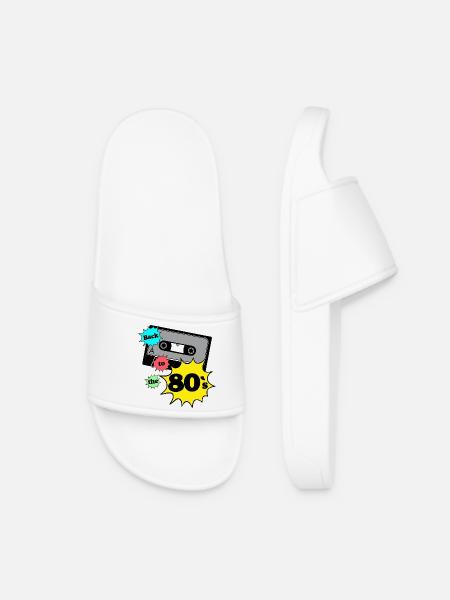80s Party,Fun Shirt,80s back to the 80's..(25) - Women’s Pool Sliders - white
