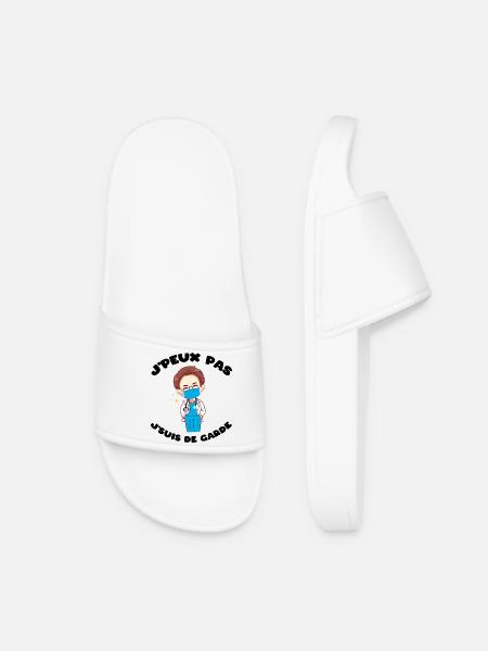 J'peux pas j'suis de garde Humour soignant cadeau - Claquettes Femme - blanc