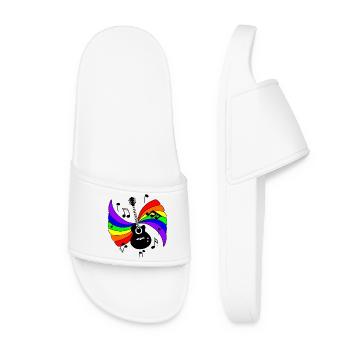 Gitarre mit Regenbogen- und Musiknoten - Frauen Badelatschen - Weiß - Vorne