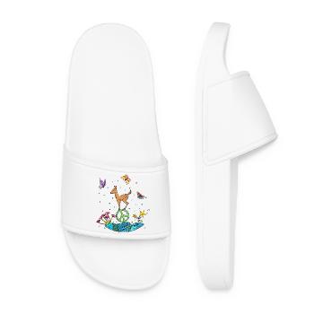 Illustration mignonne de paix fauve - Claquettes Femme - blanc - Devant