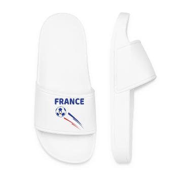 Ballon de Foot Kawaii aux Couleurs de la France - Claquettes Femme - blanc - Devant