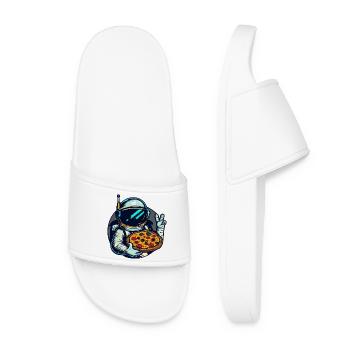 Astronaut with salami pizza space design - Women’s Pool Sliders - white - Front
