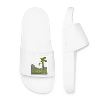 Tree on hill with canvas structure, public domain - Women’s Pool Sliders - white - Front