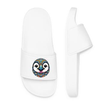 Penguin decorated with Mandalas - Women’s Pool Sliders - white - Front