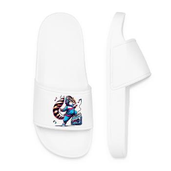 Cheerful chipmunk with headphones - Women’s Pool Sliders - white - Front