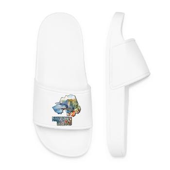 Watercolor Map of Northern Ireland - Women’s Pool Sliders - white - Front