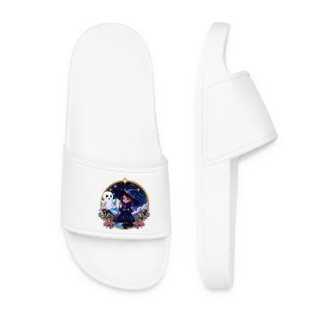 Petite sorcière aux grands yeux brillants. - Claquettes Femme - blanc - Devant