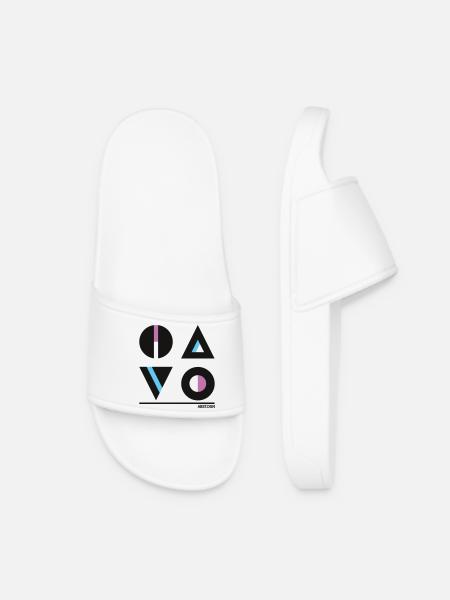 Abstract Geometry Design - Stylish Fashion - Women’s Pool Sliders - white