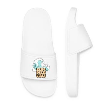 Wave Summer Vibes Vintage Retrostyle Sea Summer - Women’s Pool Sliders - white - Front