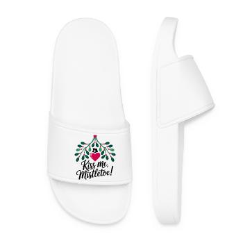Festive Holly Heart Design - Women’s Pool Sliders - white - Front