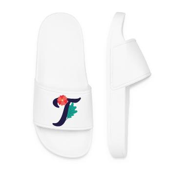 Elégante lettre 'T' avec des fleurs - Claquettes Femme - blanc - Devant