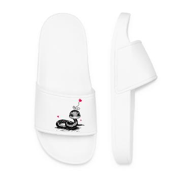 Snake with Heart Balloon - Heartful Creatures - Women’s Pool Sliders - white - Front