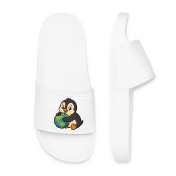 Pinguin auf der Erde Umweltschutz Naturliebhaber - Frauen Badelatschen - Weiß - Vorne