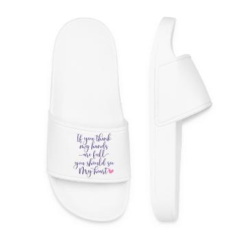 Inspirational Handwritten Quote Design - Women’s Pool Sliders - white - Front