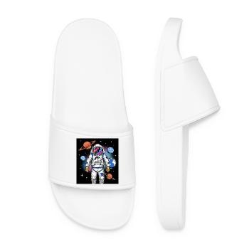 Space astronaut with planetary cosmos - Women’s Pool Sliders - white - Front