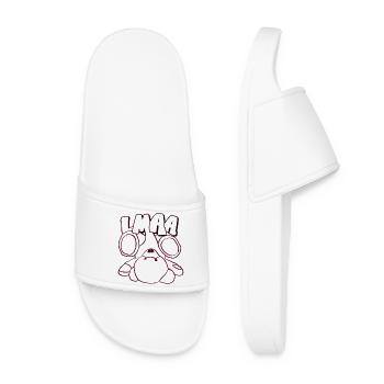 lmaa Bär Teddybär Rebellin Statement Neinsagerin - Frauen Badelatschen - Weiß - Vorne