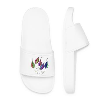feuilles - Claquettes Femme - blanc - Devant