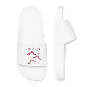 Pink Red Caterpillars - Women’s Pool Sliders - white - Front