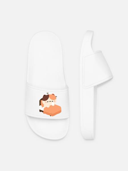 Chat Tortie Endormi - Claquettes Femme - blanc