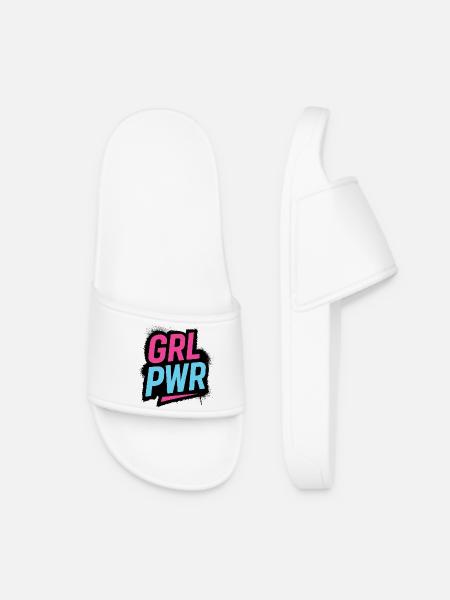 GIRL POWER - let's talk - Women’s Pool Sliders - white
