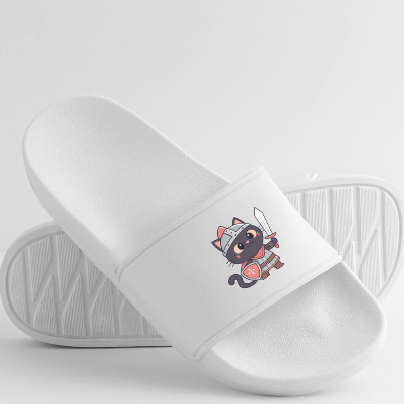 Chat Chevalier: épée et écu mignon Claquettes Femme