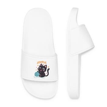 Chaton Joyful et Pelote - Claquettes Femme - blanc - Devant