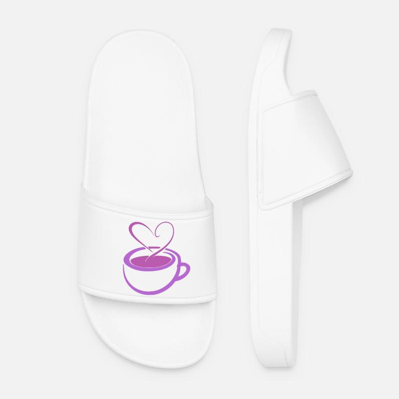 Lila Herzkaffee Tasse - Frauen Badelatschen - Weiß