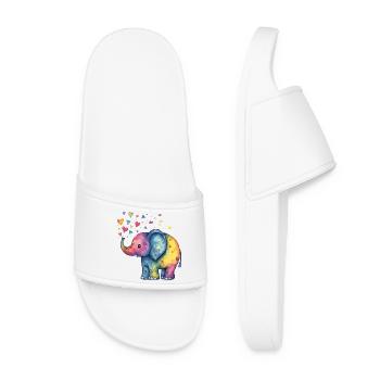 Regenbogen Elefant mit Herzfunken - Frauen Badelatschen - Weiß - Vorne