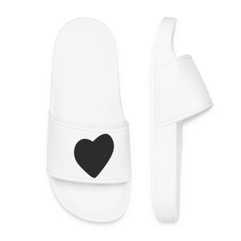 Minimalistisches Herz – Schlichtes Love-Design - Frauen Badelatschen - Weiß - Vorne